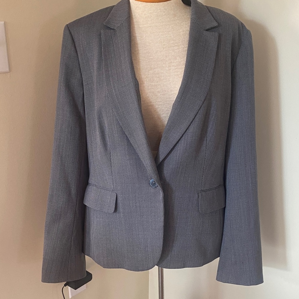 Talbots gray one button wool blend blazer women’s size 16